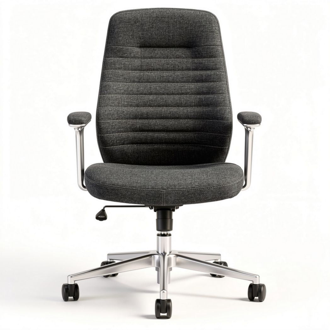 Ergonomic office chair with adjustable height grey fabric upholstery 60 x 60 x 100cm