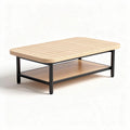 Wooden coffee table with lower shelf and metal frame 120 x 60 x 40cm