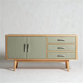 Wooden sideboard with green finish and three drawers dimensions 120 x 40 x 75cm