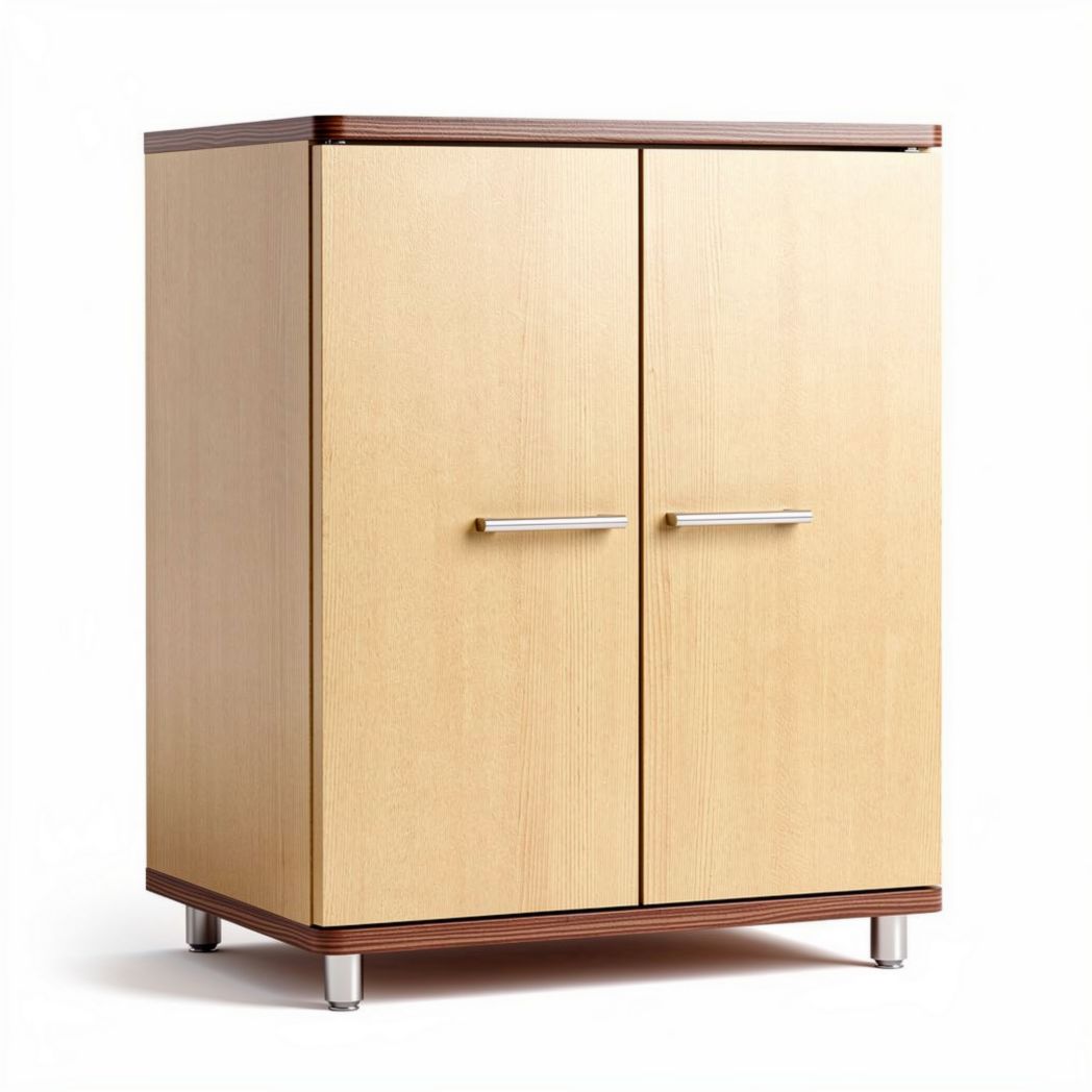 Wooden storage cabinet with double doors and aluminum handles 60 x 40 x 80cm