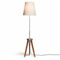 Wooden tripod floor lamp with fabric shade 15 x 15 x 150cm