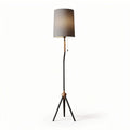 Tripod floor lamp with adjustable height fabric shade in grey 40 x 40 x 150cm