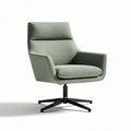 Swivel armchair in green fabric with metal base 70 x 70 x 90cm