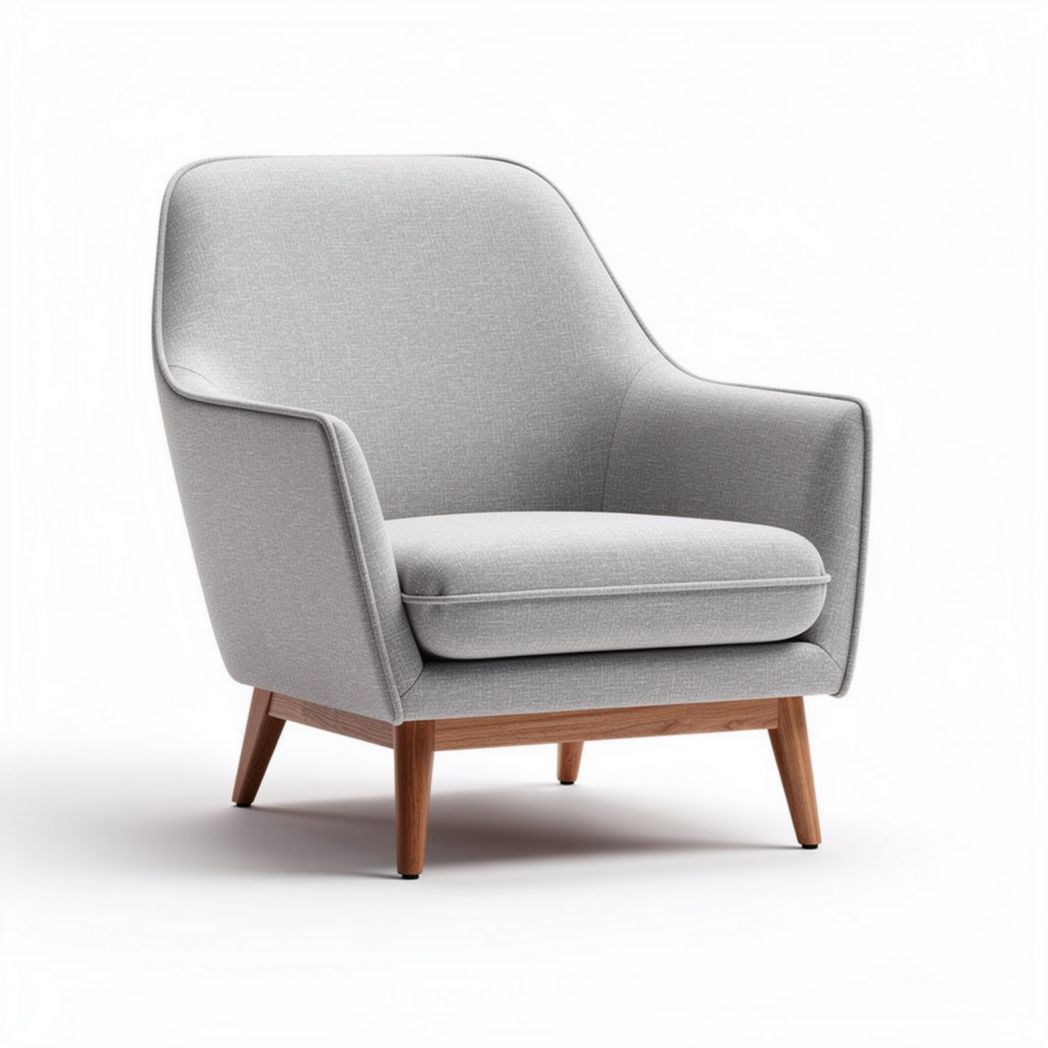 Fabric armchair with wooden legs in light gray 80 x 80 x 90cm