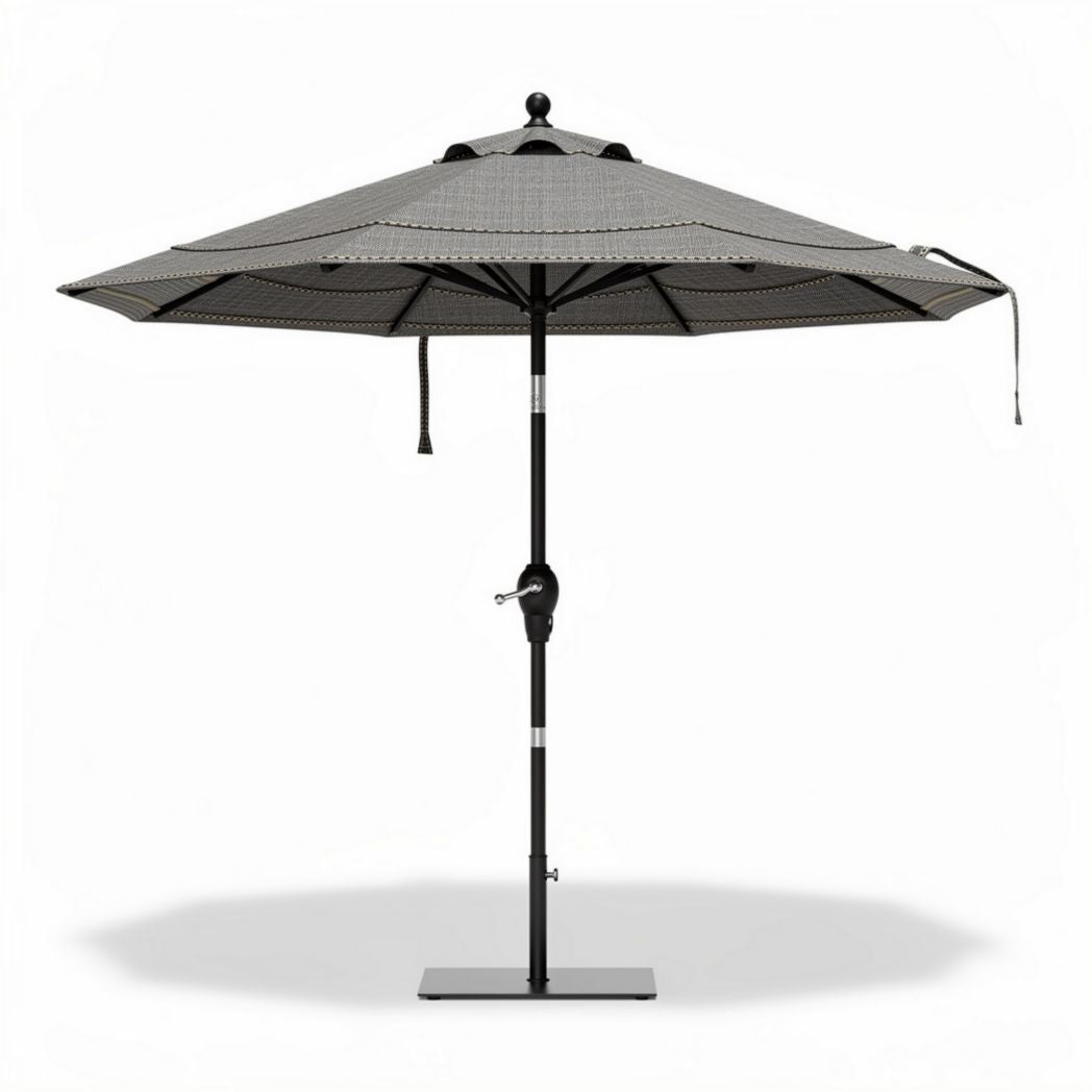 Outdoor patio umbrella with adjustable crank 300 x 300 x 250cm grey steel frame