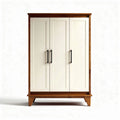 Wooden wardrobe with three doors in white and walnut finish 120 x 60 x 190cm