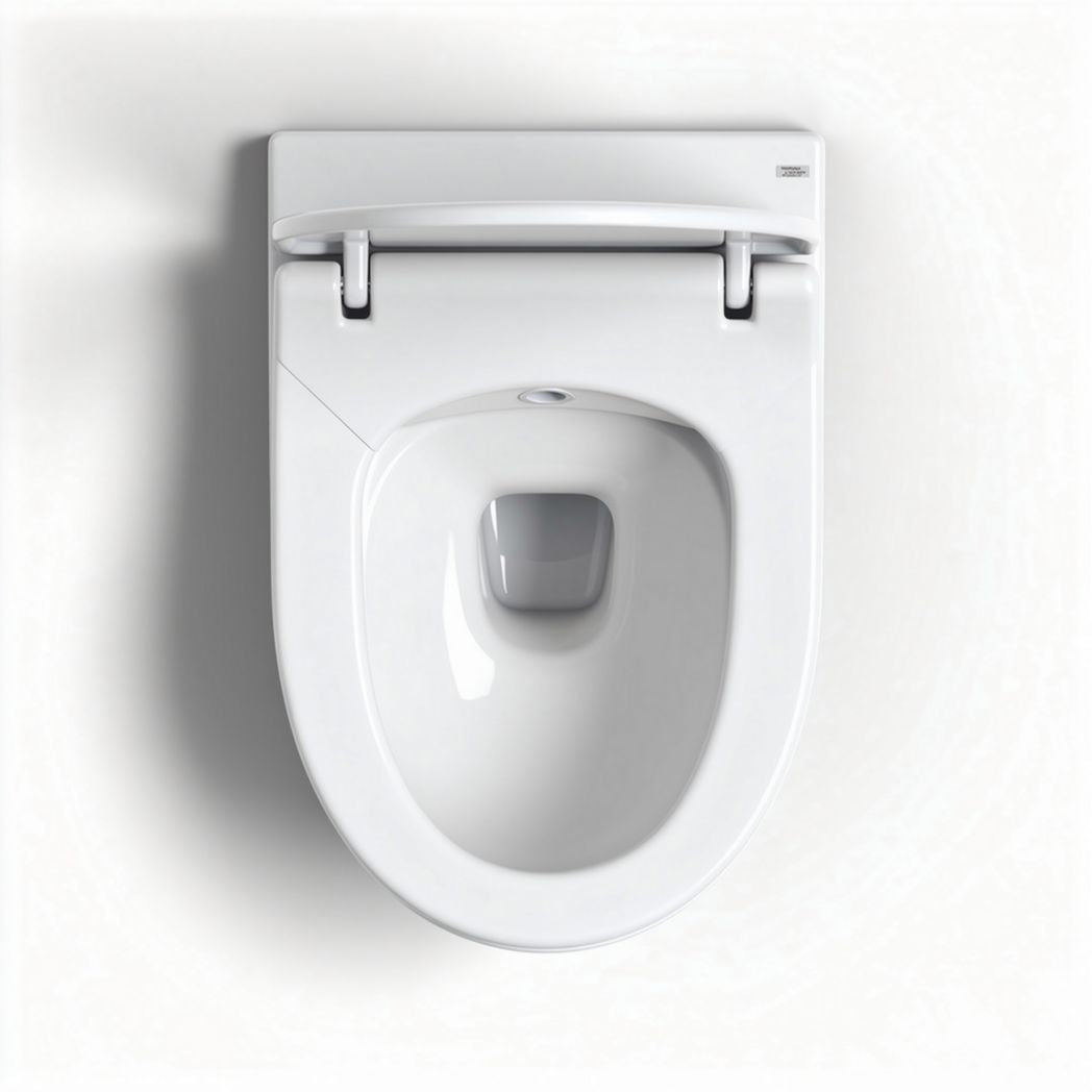 Elongated white ceramic toilet bowl 40 x 50 x 15cm with low water usage