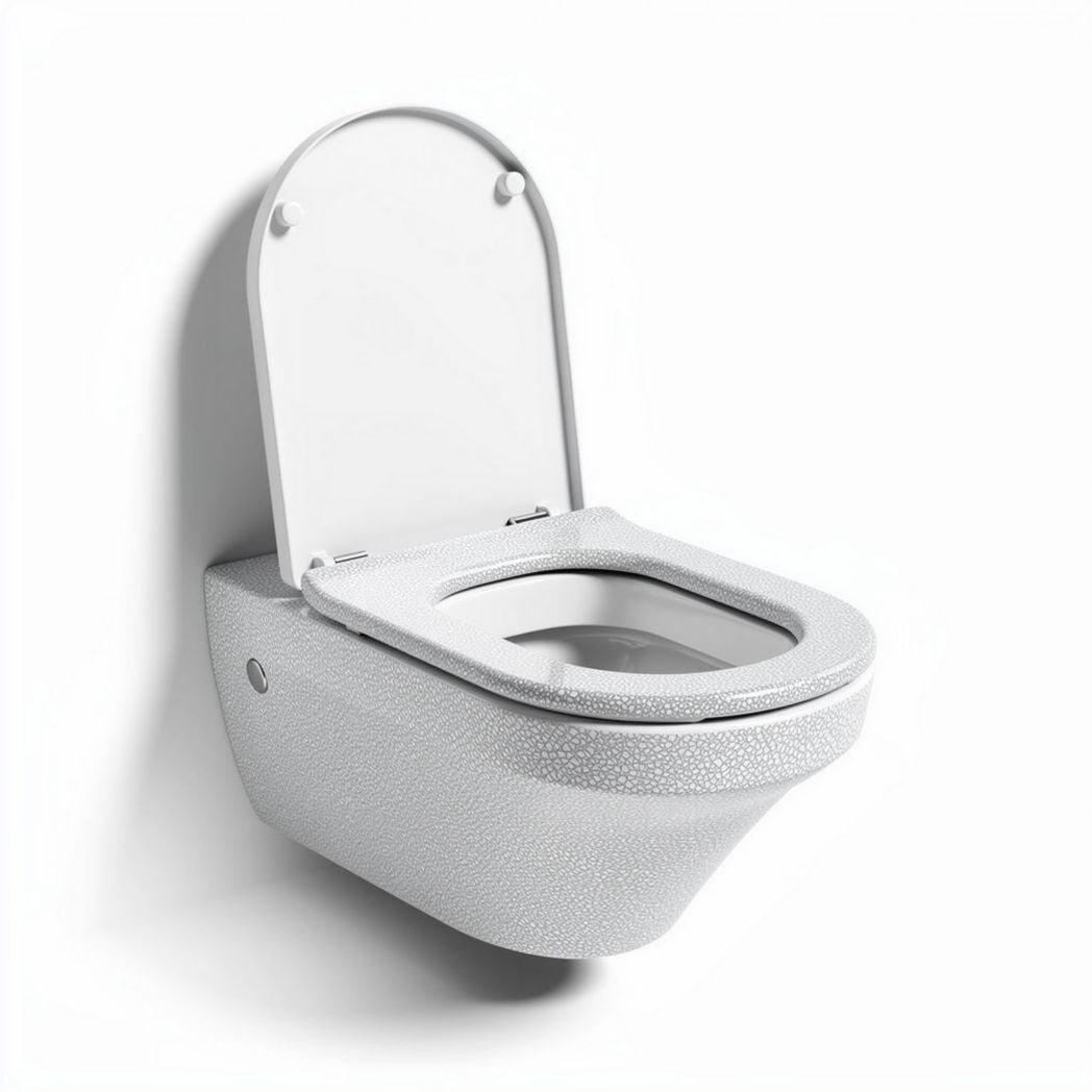 Wall-mounted toilet with elongated bowl and soft-close seat in white 50 x 36 x 40cm